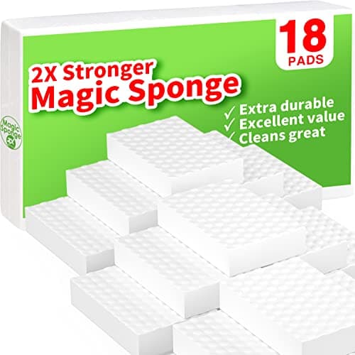 Image of 18Pack Magic Eraser Sponge for Cleaning, Extra Durable with 2X Stronger Cleaning Power for All Household Surfaces, Kitchens, Bathrooms, Walls, Shoes, Just Add Water to Erase All Dirt