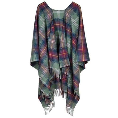 Image of 100% Lambswool Serape Cape Poncho - Made in Scotland - 140x180cm - Wool - Hame Tartan - Scottish Heritage - Elegant Layer for Casual & Evening Wear
