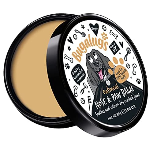 Image of BUGALUGS Dog nose balm 30g, Natural lick safe Paw balm for dogs contains Oatmeal, Dog paw cream Vegan formula nose balm for dogs reduces skin irritation and redness.