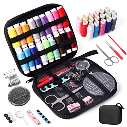 Image of JUNING Travel Sewing Kit Portable Sewing Supplies Accessories for Adults, Beginner, Home, Emergency, Including Needle and Thread kit, Scissors,Tape Measure, Seam Ripper (B-Nomal)