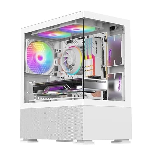 Image of IONZ KZ-V Mini Aether PC Gaming case M/ATX Tempered Glass With Maximum Access to all Components includes 3 x 120mm ARGB Fans - White