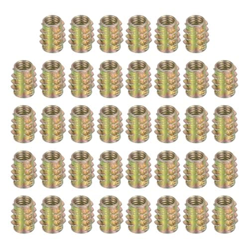 Image of sourcing map 38 Pcs Threaded Inserts for Wood, Zinc Alloy M6 Thread Inserts Nuts Hex-Flush Socket Drive Screw 13mm Length for Furniture, Cabinet, Tables and Chairs