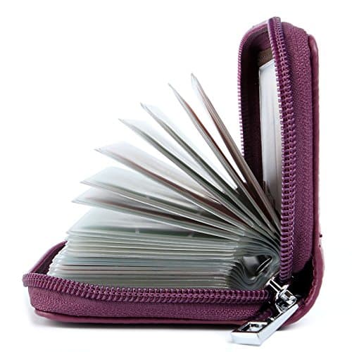Image of AirZyx Credit Card Holders Women Ladies Leather Credit Card Wallets for Women Ladies 26 Card Slots RFID Protector (Purple)
