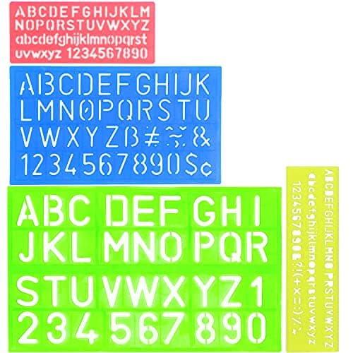 Image of 4 Pcs Stencil Set Alphabet Letter Stencils Plastic Number Stencils Assorted Sizes Stencil for Kids' Drawing Template Painting Learning DIY(Assorted Colors)
