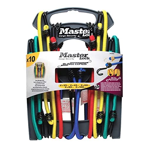 Image of MASTER LOCK 10-pack Bungee cords [2x25cm, 2x45cm, 2x60cm, 2x80cm, 2x100cm] - 3043EURDAT - For camping, Loads on bicycles, House moving