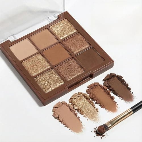 Image of Classic Earthy Tones Eyeshadow Palette with Velvet Matte and Shimmer Finishes – 9 Pan Neutral Color Palette for Long Wear Natural to Glam Eye Makeup Looks Compact Design (Classic Earthy Tones)
