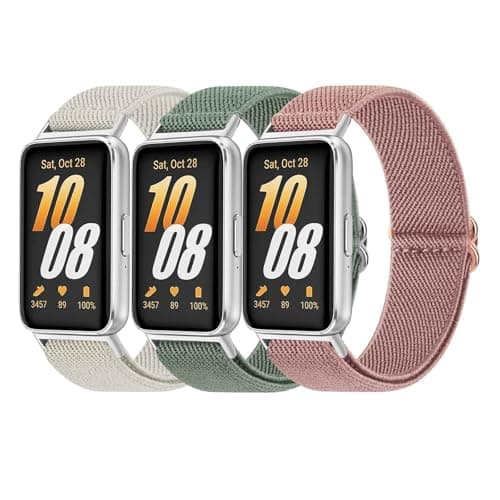Image of Meliya Elastic Nylon Straps for Samsung Galaxy Fit 3,3Pack Stretchy Adjustable Fabric Breathable Replacement Wristband for Galaxy Fit 3 Strap