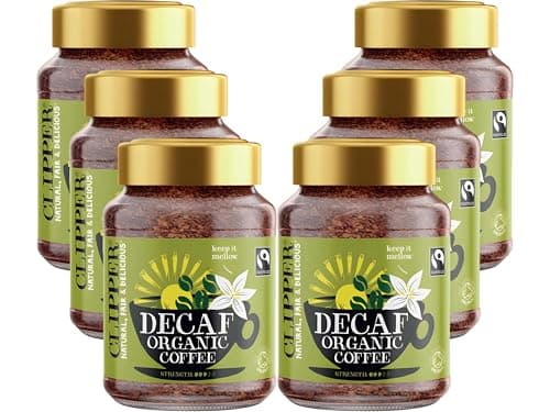 Image of Clipper Organic Decaf Instant Coffee 100g | Fairtrade & CO₂‑Decaffeinated Arabica | Medium Roast Caffeine‑Free Coffee Granules | Vegan, Natural Instant Decaf Coffee| (Pack of 6) from SuperfoodUK