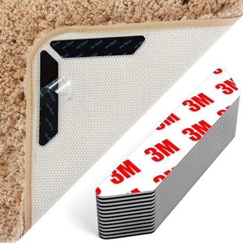 Image of AYSKTN 12 Anti-Slip Rug Grippers for Laminate/Wooden/Tile Floors | Washable Reusable Carpet Underlay with Stickers | Secure Rugs on Stairs & Doorways (Hard Floor Non-Slip Gripper Pads)