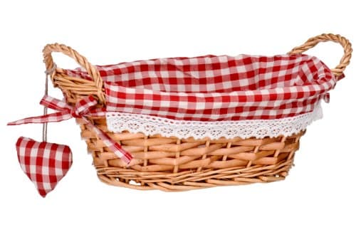 Image of Premier Housewares Bread Basket with Red Gingham Lining | Decorative Oval Serving Basket with Dual Handles | Perfect for Keeping Bread Fresh and Stylish in Your Kitchen