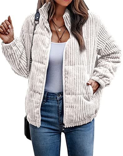 Image of ASOMI Women's Cuddly Fleece Jacket, Transition Jacket, Lined Long Sleeve Zip, Autumn/Winter Coat with Pockets, beige, 36