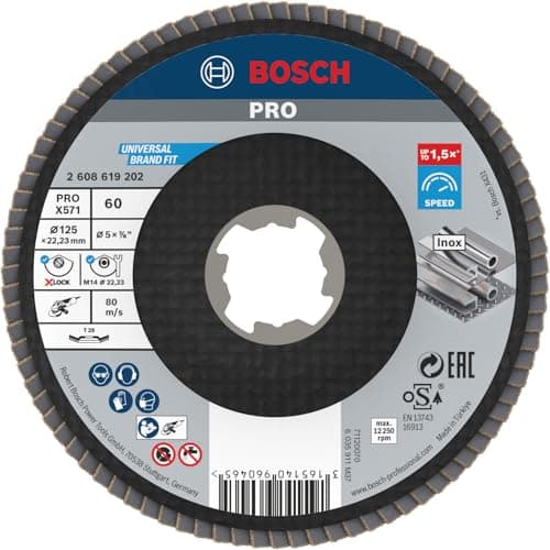 Image of Bosch Professional 1x Angled Flap Disc Best (for Metal, X-LOCK, X571, Diameter 125 mm, Grit Size K60, Accessories for Angle Grinders)