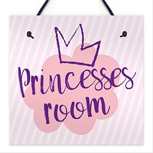 Image of Red Ocean Princesses Room Hanging Wall Door Plaque Nursery Bedroom Sign Gift Baby Girl Playroom Decor
