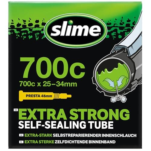Image of Slime 30062 Bike Inner Tube with Slime Puncture Sealant, Self Sealing, Prevent and Repair, Presta Valve, 700c x 25-34mm
