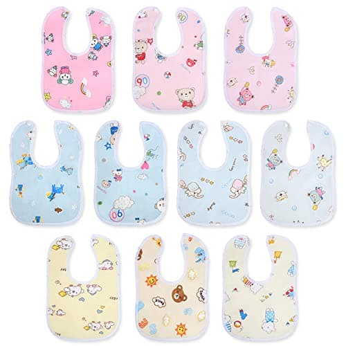 Image of Vicloon Baby Bandana Dribble Bibs Drool Bibs, 10pcs Infant Teething Soft and Absorbent with Adjustable Snaps, Bib Set for Unisex Newborn Toddlers Aged 0-36 Months