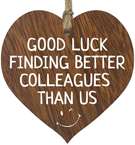 Image of Leaving Gifts for Colleagues Women Men - Finding Better Colleagues Than Us - Dark Wood Hearts Sign Funny Gifts for Friends, Sorry Your Leaving Good Luck In Your New Job Congratulations Present