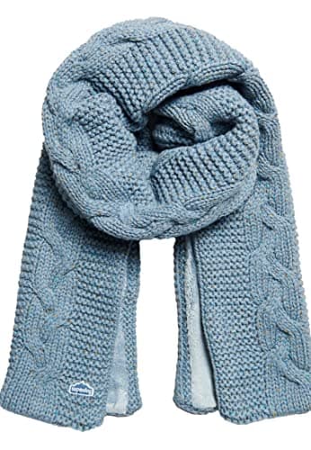 Image of Superdry Women's Vintage Cable Scarf (Soft Blue Tweed)