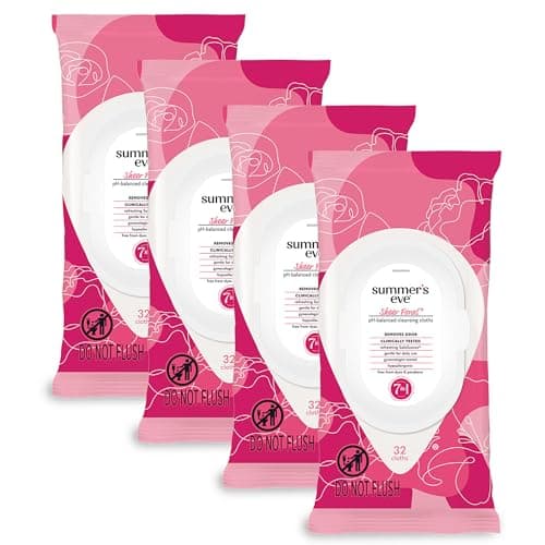 Image of Summer's Eve Cleansing Cloths | Sheer Floral |32 Count | Pack of 4 | pH-Balanced, Dermatologist & Gynecologist Tested, 32 Count (Pack of 4)