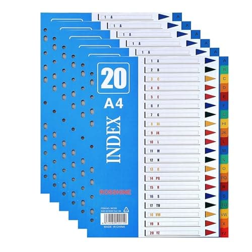 Image of A-Z File Dividers A4, 【6Pack】 Plastic A4 Folder Dividers for Ring Binders with11-Holes & Content List, Multi-Colour Index Dividers for Lever Arch Files Ideal for Office School