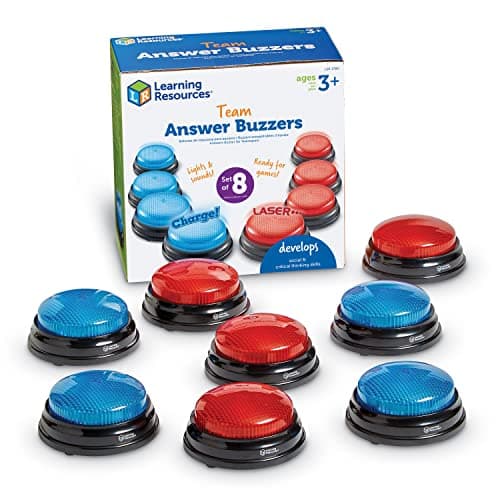 Image of Learning Resources Team Answer Buzzers, 4 Red & 4 Blue Buzzers, 2 Different Sounds, Fun For Classroom & Home Game Play, Ages 3+