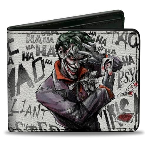 Image of Buckle-Down Wallet Joker Brilliant-Twisted-Insane-mad Psycho Pose/Cards Accessory, Multicolor, 4.0" x 3.5", Pu Bifold Wallet - Joker Brilliant-Twisted-Insane-mad Psycho Pose/Cards