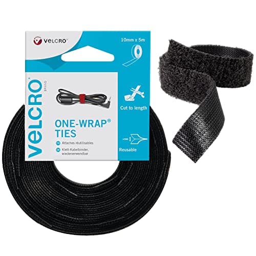 Image of VELCRO Brand | One-Wrap Reusable Ties | Multi-Purpose Ties Perfect Desk Accessories for Cable Management & Home Improvement | Black | 10mm x 5m