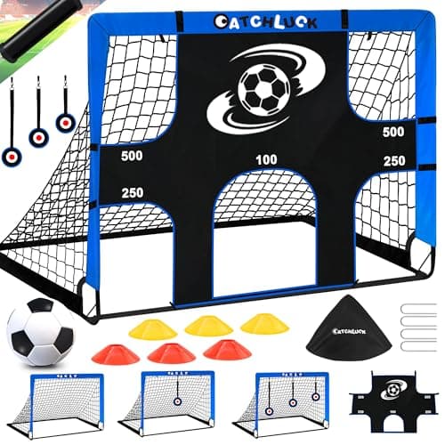 Image of CATCHLUCK Football Goal Posts for Garden Kids Goal Target 5 In 1 Portable Foldable Kids Football Net Indoor Outdoor Training Equipment with Target and Carry Bag (Blue1)