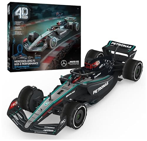 Image of 4D Build, Mercedes-AMG F1 W15 3D Puzzle Model Kit with Stand, 153 Pcs, F1 Car Desk Décor, Building Toys, 3D Puzzles for Racing Fans 12+, Black