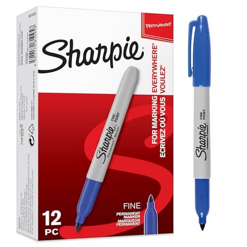 Image of Sharpie Permanent Markers | Fine Point for Bold Details | Blue Ink | 12 Marker Pens
