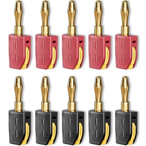 Image of Cleqee 4mm Banana Plug High Current Quick Connect Gold-Plated 10PCS Banana Connector 32A Red&Black