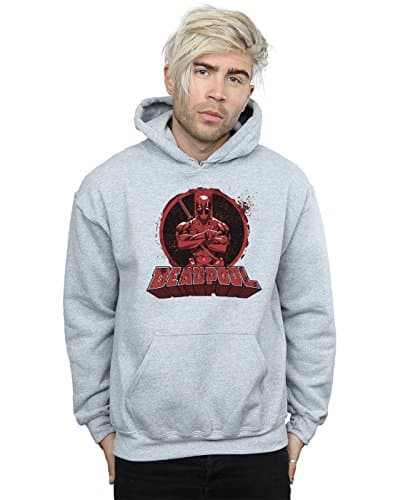 Image of Marvel Men's Deadpool Crossed Arms Logo Hoodie Sport Grey XX-Large