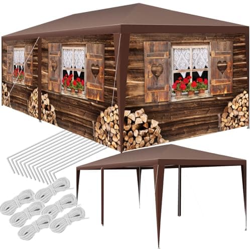 Image of tectake® Garden Gazebo in Alpine Hut Design, UV- & Water-Resistant Marquee with Removable Side Panels, Robust Steel Frame & Easy Plug-In System, Ideal Garden Tent for Parties, Festivals, Events - 6x3m
