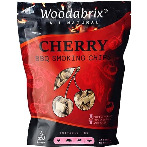 Image of Woodabrix Cherry Wood Chips I BBQ Wood Chips are suitable for Charcoal, Gas and BBQ/Smoker I 100% Natural and Eco-friendly I 800 grams (3.2 Litre / 195 cu in)