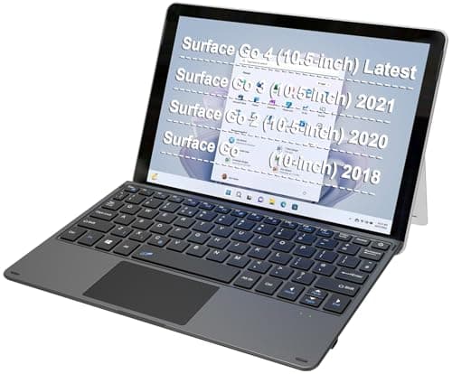 Image of Arteck Microsoft Surface Go Type Cover, Ultra-Slim Portable Bluetooth Wireless Keyboard with Touchpad for Latest Surface Go 4, 3 (2021), 2 (2020) and Built-in Rechargeable Battery