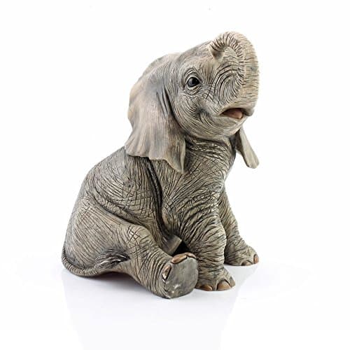 Image of Lesser & Pavey Sitting African Elephant Figurine for Home & Office | Out of Africa Elephant Ornaments | Home Decor Elephant Gifts for Women & Men | Living Room Decor African Ornaments