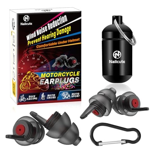 Image of Naiicute Motorcycle Earplugs, Prevents Hearing Damage While Riding and Traffic Still Audible, Reusable Comfort Motorbike Ear Plugs for Motorsports, Touring, Racing, M+L Sizes Fit All Ear Canal