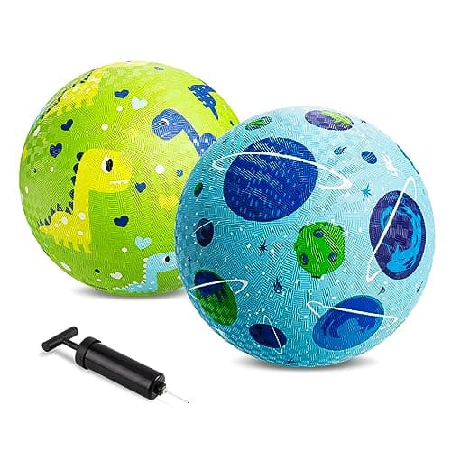 Image of Vastoy 8.5 Inch Playground Ball Set of 2 with Pump - Dodgeball and Kick balls for Kids Ages 3-12, Kids Rubber Ball for Outdoor Indoor Play, Children Kickball for School PE, Backyard, Kid Ball for Pool