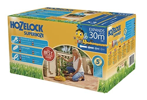 Image of HOZELOCK - Superhoze Expanding Hose 30 m : Flexible Hose, Stretches up to 3x Original Length | With 2 Aquastop Fittings for a Watertight Connection: Ready to Use [8230A1240]