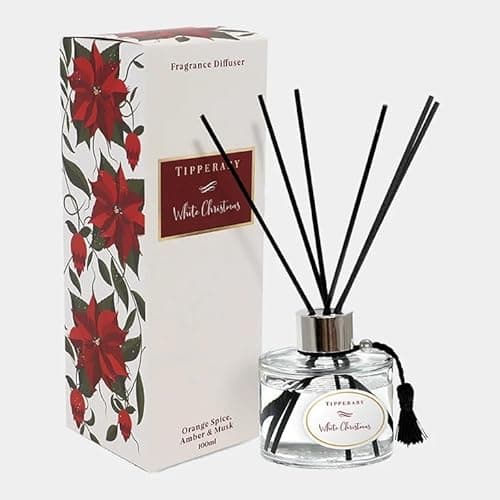 Image of Tipperary Crystal White Christmas Reed Diffuser – Orange Spice Amber & Musk – 100ml Festive Home Fragrance – Luxury Christmas Scented Diffuser Gift