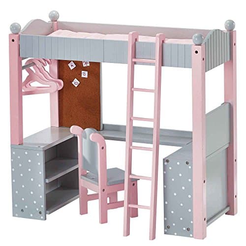 Image of Olivias World Doll Wooden Furniture Polka Dots Double Bunk Bed Desk TD-0204AG