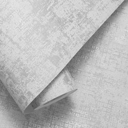 Image of Pamatio Stone Glitter Effect Wallpaper Non-Woven Modern Grey Vintage Industrial Textured Metallic Wallpaper - for Bedroom Adults Living Room Corridor Modern Wall Paper, 53cm X 9.5m