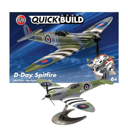 Image of Airfix QUICKBUILD Model Aircraft Kits - J6045 D-Day Spitfire Model Building Kit for Kids 6+, Construction Plane Toys for Boys & Girls - Fighter Jet Planes & Toy Aeroplane Sets, Plane Enthusiast Gifts