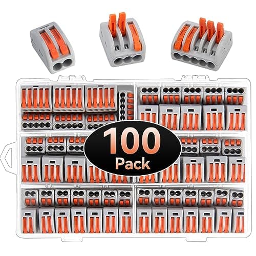 Image of Compact Wire Connectors, Preciva 100pcs Splicing Connector, Lever Nut Assortment Conductor, Electrical Cable Blocks with 50pcs Clamps for 3-Port, 40pcs for 2-Port, 10pcs for 5-Port