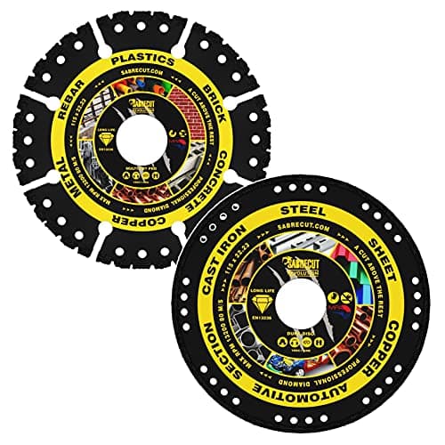 Image of 2 x SabreCut VBSCK115 115mm (4.5 inch) x 22.23mm Bore Vacuum Brazed Metal and Multi Material Cutting Angle Grinder Saw Diamond Disc Blades