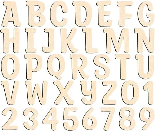Image of 124Pcs Wooden Letters for Crafts 5cm Unfinished 2 inch Capital Wooden Alphabet Letters Numbers Small Wood Letter for Children's Names DIY Painting Arts Kids Spelling Learning Wall Embellishment Decor