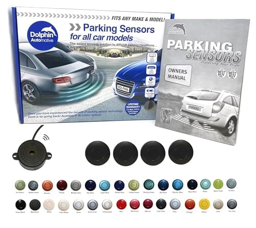 Image of Dolphin Automotive DPS400 Reverse Parking Sensors Auto Express Award Winning In 32 Colours 4 Ultrasonic Radar Sensors Kit Audio Alert System Matt & Gloss Black +30 More Colours (Matt Black)