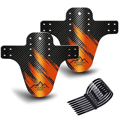 Image of NICEDACK Bike Fender, MTB Mud Guard Front and Rear Compatible, Downhill Mountain Bike Mudguard Fits 650B 20" 26" 27.5" 29 inch and Fat Bicycle (Black Orange, Small Carbon fiber embossing)