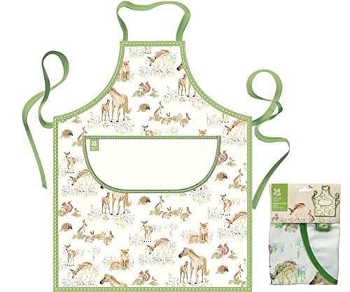 Image of National Trust New Forest Toile Kitchen Cooking Apron with Green Trim - 100% Cotton Fabric