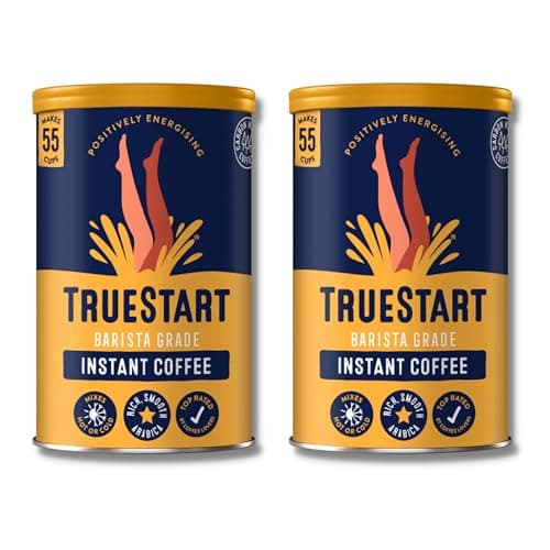 Image of TrueStart Instant Coffee – Barista Grade Smooth Original, Medium Roast, Full Flavour Premium Freeze Dried - 100% Colombian Arabica - Mycotoxin-Free & Antioxidant Rich Coffee - 100g, 2 Pack, 110 Cups