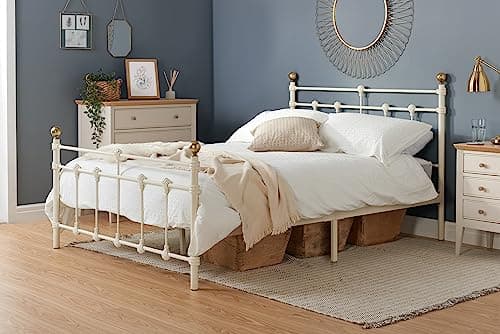 Image of Birlea Atlas Bed - Metal, Cream, Small Double